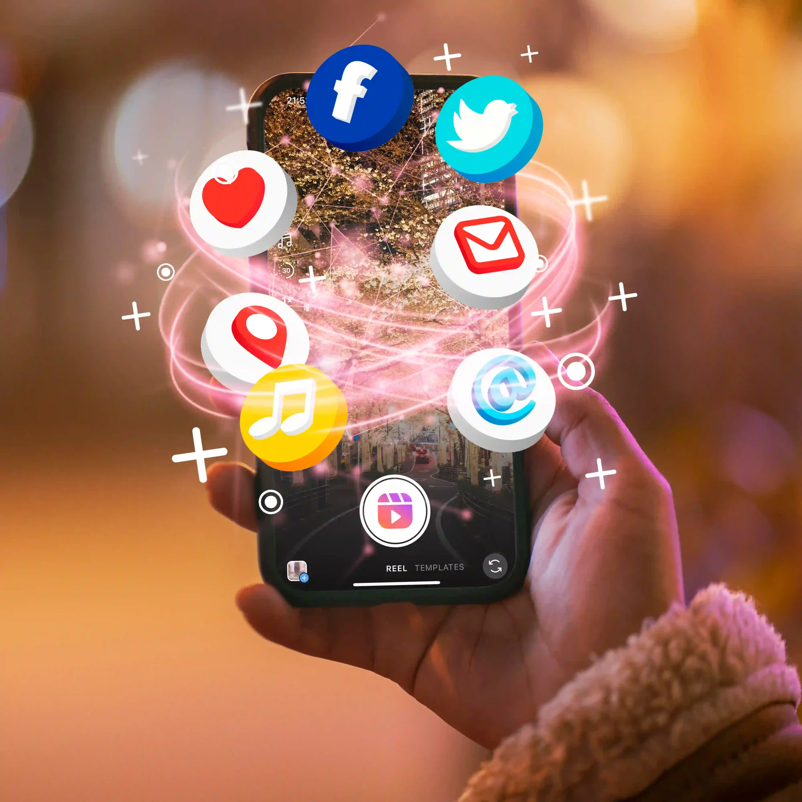 Mobile with social media of Best Freelance Digital Markerter in Thrissur